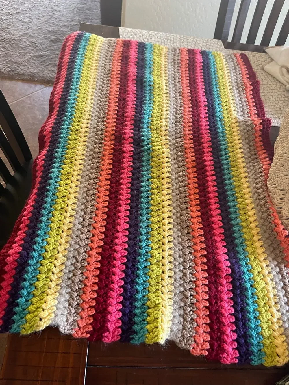 vintage handmade crochet afghan stitched baby blanket